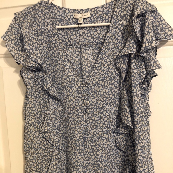 Madison d’Amélie Blue Floral Feminine Blouse S - Picture 1 of 8